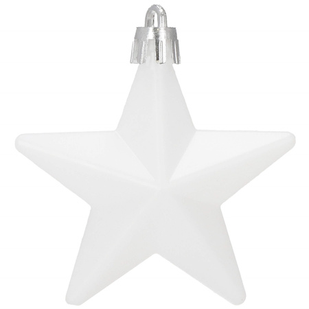 Bombki choinkowe 6 szt. dekoracje, ozdoby świąteczne gwiazdki zestaw białe