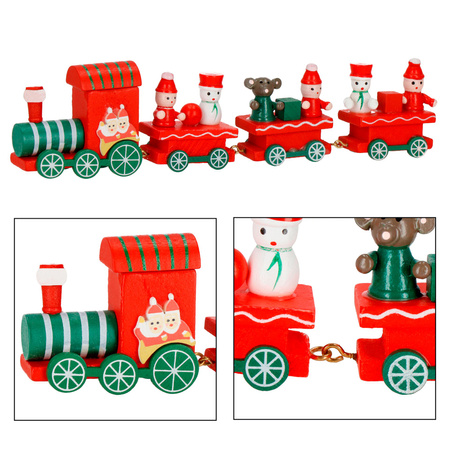 Drewniana ciuchcia, pociąg z wagonikami, ozdoba na święta, aranżacja wnętrz