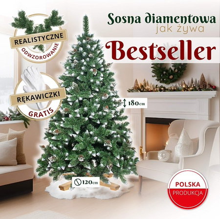 Choinka sztuczna, ośnieżona 180 cm Premium Royal Trees świąteczne drzewko, sosna diamentowa