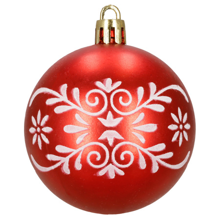 Czerwone bombki choinkowe 7 cm 12 szt. zestaw ozdoby świąteczne zdobione