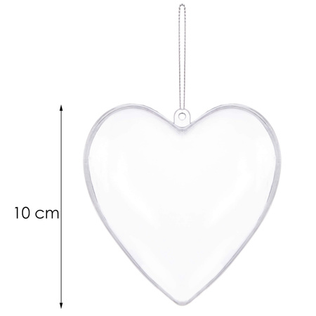 Bombki akrylowe 10cm serce plastikowe decoupage zestaw 12 szt.