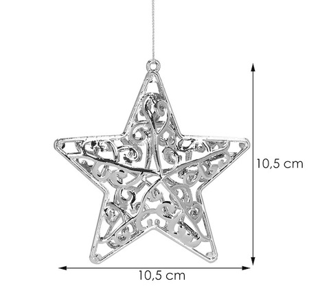 Zawieszki choinkowe 2 szt. gwiazdka ozdoba świąteczna srebrna