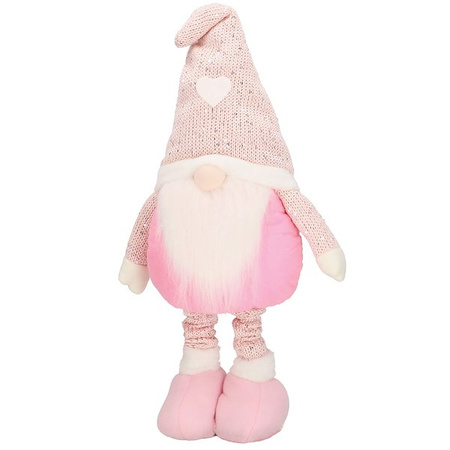 Skrzat 50-66cm ozdoba świąteczna, krasnal świąteczny, gnom różowy na teleskopowych nóżkach