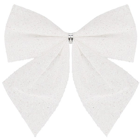 Kokardki świąteczne na choinkę 6 szt. brokatowe zawieszki choinkowe białe