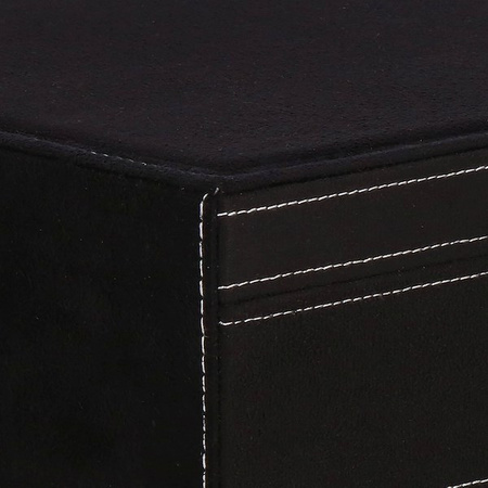 Kuferek, szkatułka na biżuterię 26x26x9 cm czarny, welurowy organizer z przegródkami