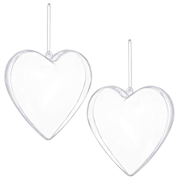 Bombki akrylowe 12cm serce plastikowe decoupage zestaw 2 szt.