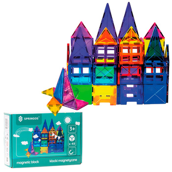Klocki magnetyczne 3D komplet 48 szt. klocki konstrukcyjne dla dzieci, kolorowe