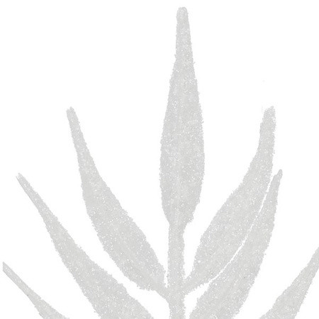 Sztuczny liść palmy ozdoba 3 szt. świąteczna dekoracja do stroika biała z brokatem