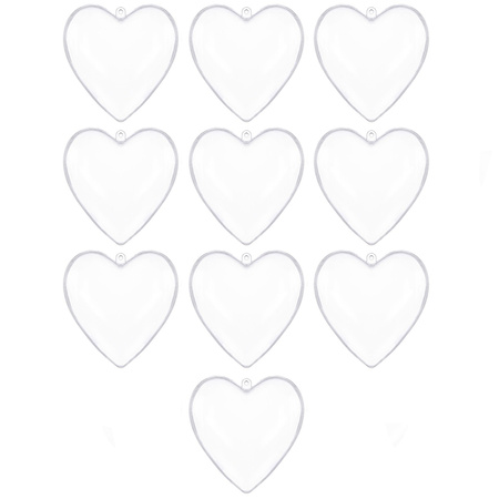 Bombki akrylowe 6cm serce plastikowe decoupage zestaw 10 szt.