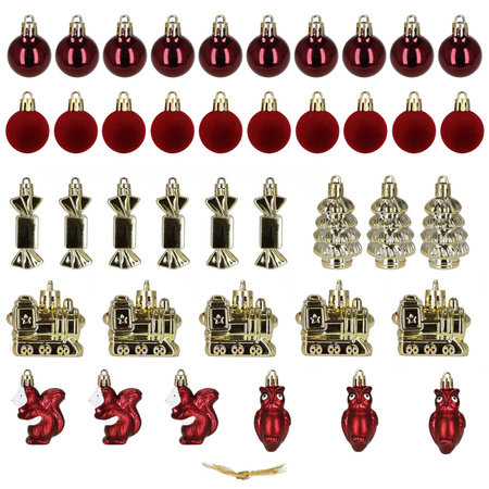 Bombki choinkowe 40 szt. komplet dekoracje świąteczne zawieszki nietłukące, bordowy, złoty, biały