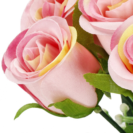 Bukiet sztucznych róż 12 kwiatów dekoracyjne różowe