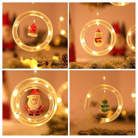 Kurtyna świetlna 110 led girlanda, lampki bombki z figurkami biały ciepły na USB