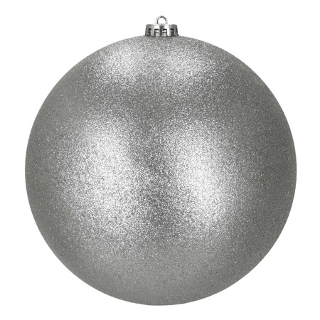 Duże bombki choinkowe 3 szt. ozdoby świąteczne 20,5 cm brokat srebrne