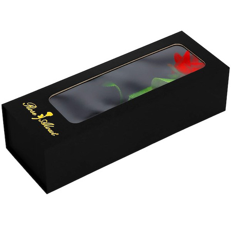 Wieczna róża na łodydze 27 cm z pudełkiem prezentowym sztuczny kwiat czerwony