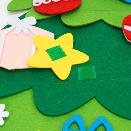 Choinka 93 cm z zawieszkami 25 szt. ozdoba świąteczna na ścianę, filc multikolor