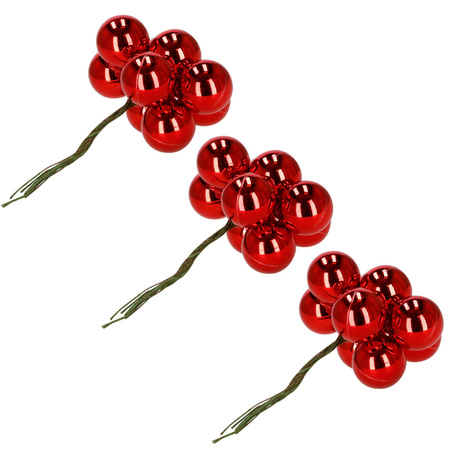 Bombki choinkowe 54 szt. na drucikach ozdoby choinkowe brokatowe matowe czerwone