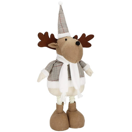 Renifer 50-67cm ozdoba świąteczna, krasnal świąteczny, gnom na teleskopowych nóżkach brązowy