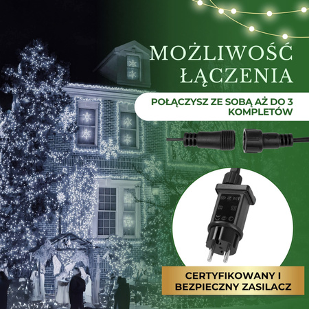 Lampki choinkowe 500 led zimny biały 27,5 m oświetlenie IP44 na prąd