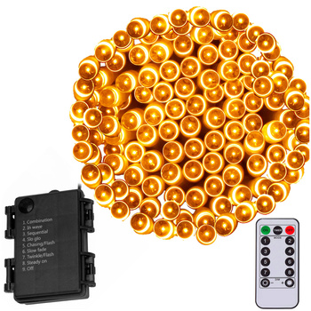 Lampki choinkowe 100 Led na baterie biały ciepły z pilotem