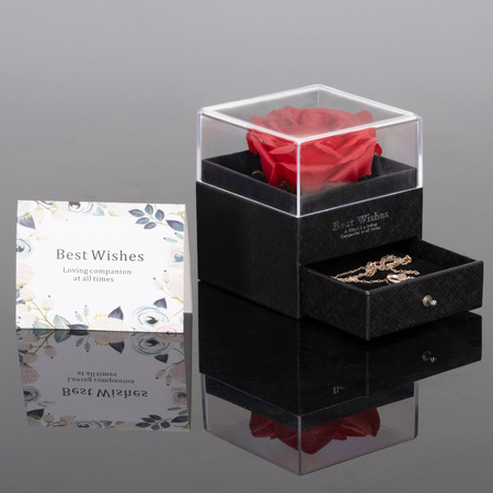 Wieczna róża z naszyjnikiem i pudełkiem prezentowym na dzień kobiet walentynki dla niej