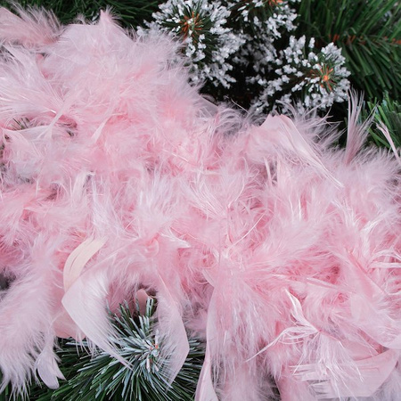 Łańcuch z piór 300 cm różowy szal boa retro ozdoba na karnawał, łańcuch choinkowy
