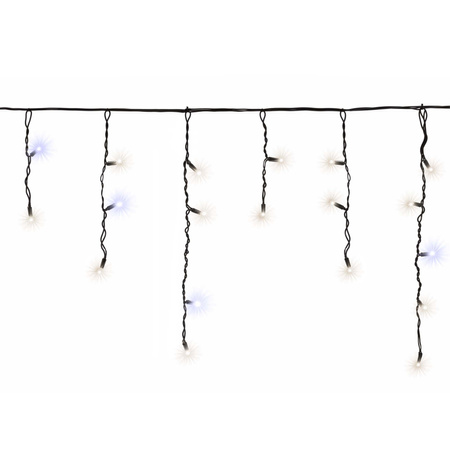 Kurtyna świetlna 50 Led lampki choinkowe sople 2,5 m zimny biały + zimny biały flash