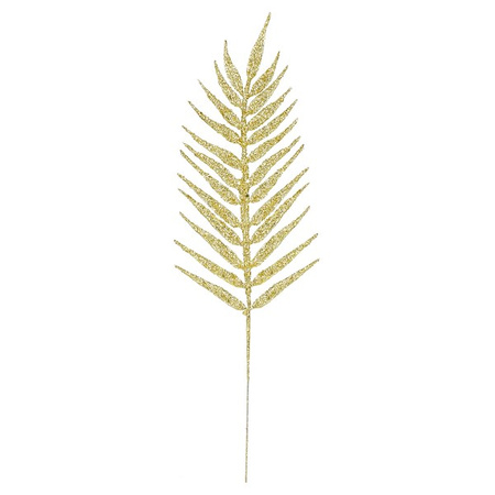 Sztuczny liść palmy ozdoba świąteczna dekoracja do stroika złota z brokatem