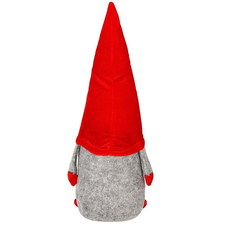 Skrzat 38cm ozdoba świąteczna, krasnal świąteczny, gnom czerwony, szary