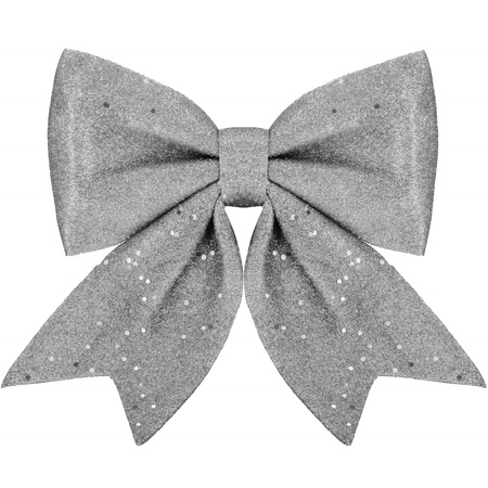 Kokardka świąteczna na choinkę brokatowa zawieszka choinkowa srebrna