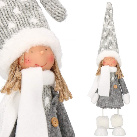 Laleczka 37 cm ozdoba świąteczna, figurka świąteczna, gnom szary