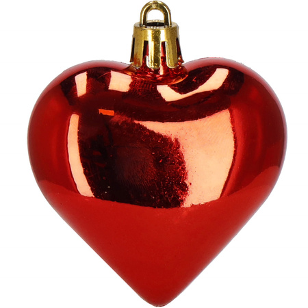 Bombki choinkowe 7 cm dekoracje świąteczne 8 szt. nietłukące serca, czerwone