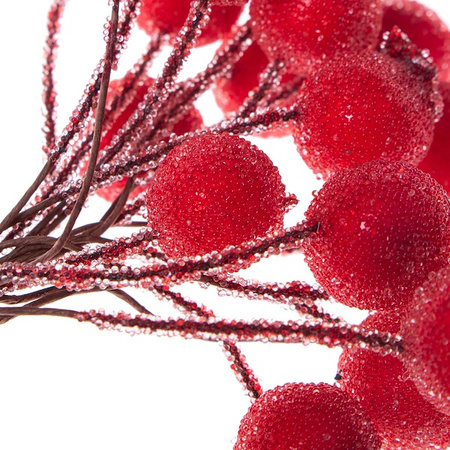 Sztuczna jarzębina ozdobna 100 szt., oszronione gałązki kulki czerwone