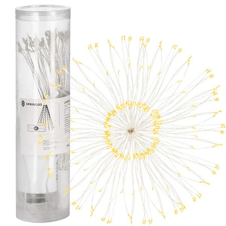 Lampki eksplodująca gwiazda 100 Led biały ciepły z programatorem na baterie