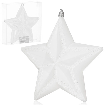 Bombka choinkowa, dekoracja świąteczna do stroika, gwiazda 15 cm nietłukąca, biała