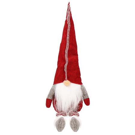 Skrzat 50cm ozdoba świąteczna, siedzący krasnal świąteczny, gnom czerwony