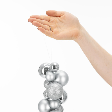 Girlanda świateczna z 130 szt. bombek, łańcuch choinkowy 160 cm, srebrne