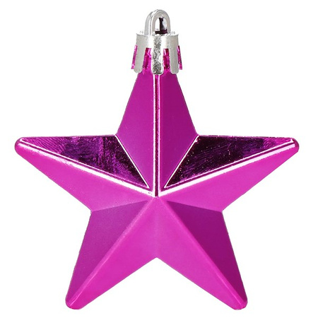 Bombki choinkowe 6 szt. gwiazdki ozdoby świąteczne zestaw różowy