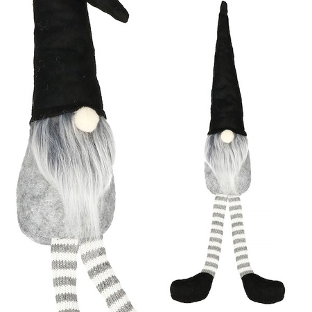 Para skrzatów 50cm ozdoba świąteczna, krasnal świąteczny, gnom siedzący czarno-szary
