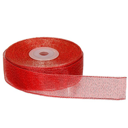 Wstążka dekoracyjna czerwona do kokard 22m taśma