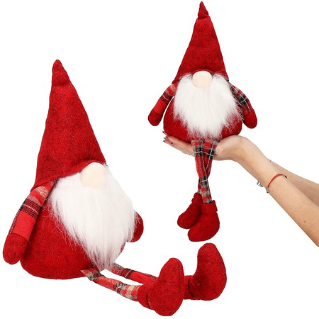 Pan skrzat 50 cm krasnal świąteczny, gnom ze zwisającymi nóżkami czerwony
