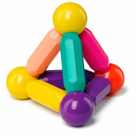 Klocki magnetyczne konstrukcyjne 3D komplet 128 szt. patyczki i kulki