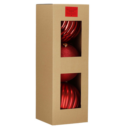 Duże bombki choinkowe 3 szt. ozdoby świąteczne 20,5 cm brokat czerwone