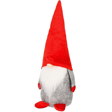 Skrzat 28cm ozdoba świąteczna, krasnal świąteczny, gnom czerwony, szary