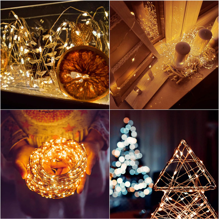 Lampki choinkowe druciki na szpuli 1000 LED biały ciepły wewnętrzno-zewnętrzne