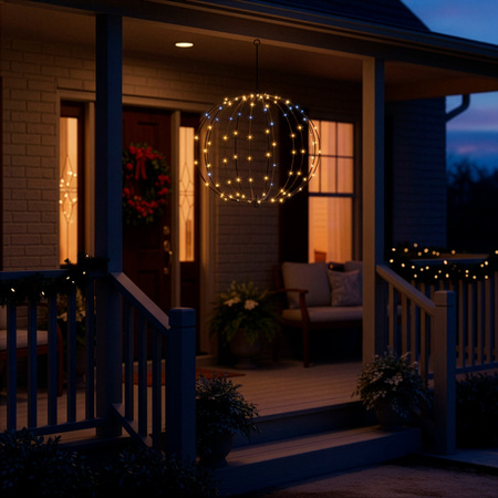 Kula świąteczna do ogrodu 112 LED bombka IP44 ciepły biały + biały flash