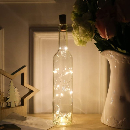 Lampki choinkowe 20 LED druciki mikro na baterie korek do butelki