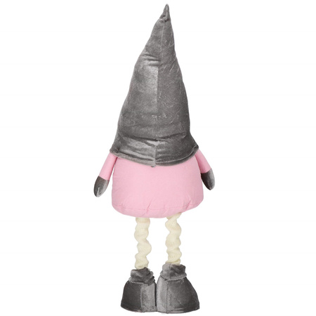 Skrzat 60-86 cm ozdoba świąteczna, krasnal świąteczny, gnom różowy na teleskopowych nóżkach