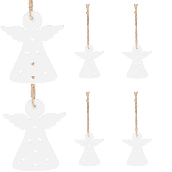Zawieszka choinkowa 7cm drewniana, ozdoby świąteczne aniołki zestaw 6 szt.