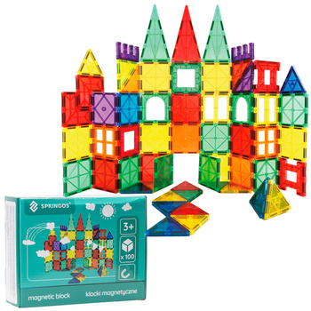 Klocki magnetyczne, konstrukcyjne, samochody zestaw 100 szt. klocków edukacyjnych dla dzieci, kolorowe