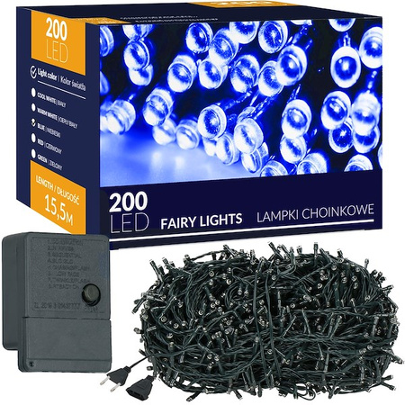 Lampki choinkowe 200 Led niebieski 15,5 m oświetlenie świąteczne